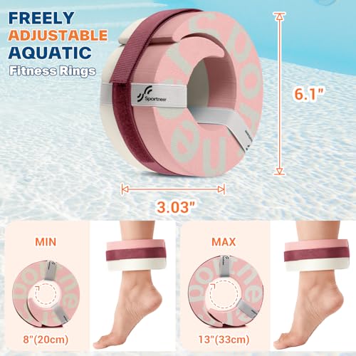 Sportneer Aquatic Exercise Equipment Water Aerobics Combo Set Includes High Density Water Weights Dumbbell Aqua Belt Water Ankle Weights for Pool Exercise Aquatic Therapy Pool Fitness Water Exercise - color: Pink, style: Aqua Exercise Set with Foam Cuffs