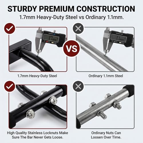 Iron Chin Up Bar Gen. 2 - Door Home Gym - Professional Quality Upper Body Workout Bar - Adjustable for Doors 24” to 32” - Quick, Easy Assembly No Tools - Built to Last - High Density Foam Grips