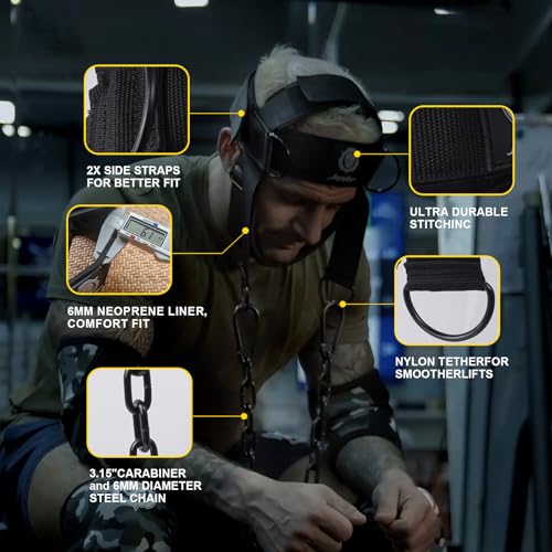 Neck Harness for Increases Neck Core Strength - Neck Exerciser with 30" Heavy Duty Steel Chain for Safely Lifting Weights Up to 280 lbs - color: Desert Camo