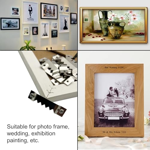 50 Pack Large Sawtooth Picture Hangers Steel Picture Hangers Picture Frames Hangers with Screws Picture Hang Solutions, for Hanging Artwork Picture Frame Hook Photos (Silver，Supports 50 lbs) - color: Large Silver - 50 Pack