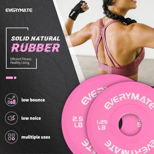 EVERYMATE Change Weight Plates 1.25LB 2.5LB 5LB Set Fractional Olympic Bumper Plates for Cross Training Steel Insert Strength Training - color: 7.5LB(1.25+2.5)x2, size: Pink
