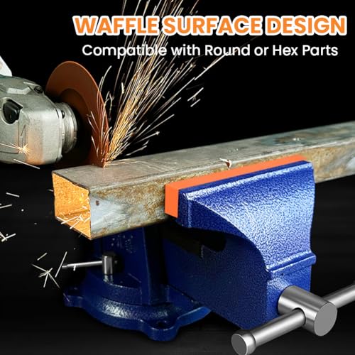 4.5" Soft Jaws for Bench Vise, Strongly Magnetic Vice Jaw Covers Protectors, Vise Jaw Pa-ds with Non-Slip Waffle Surface, Multi-Groove Design for Wood, Metal, Plastic(SIZE:2 Pair)