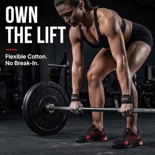 Rip Toned Lasso Lifting Straps for Weightlifting, 23¼" Padded | 1 Pair, cotton, non-latex neoprene. No break-in. Quick release. Deadlifts, rows, shrugs, pull-ups. Machine washable. - color: Black