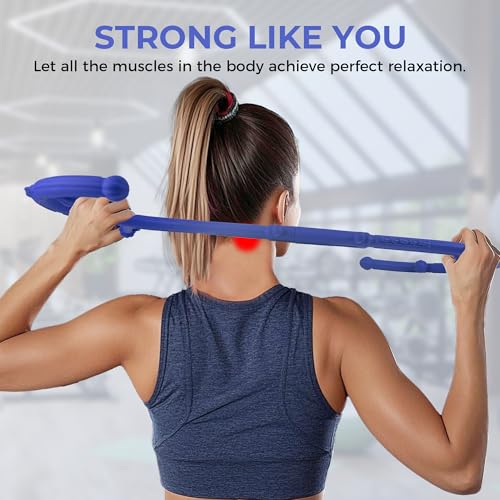 Massage Stick,Handheld Trigger Point Back and Neck Massager Cane, Deep Tissue Self Massage Tool for Muscle Knots and Myofascial Release,for Pain Relief and Muscle Recovery,Blue - color: Blue