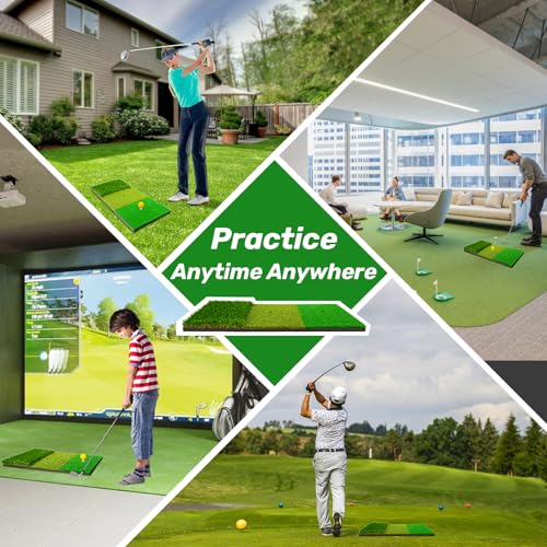 LYDARZ Portable & Foldable Golf Practice Mat – Dual-Turf Golf Hitting Mat for Indoor & Outdoor Swing and Chipping – Fairway & Rough Turf Golf Training Mat for Backyard and Home