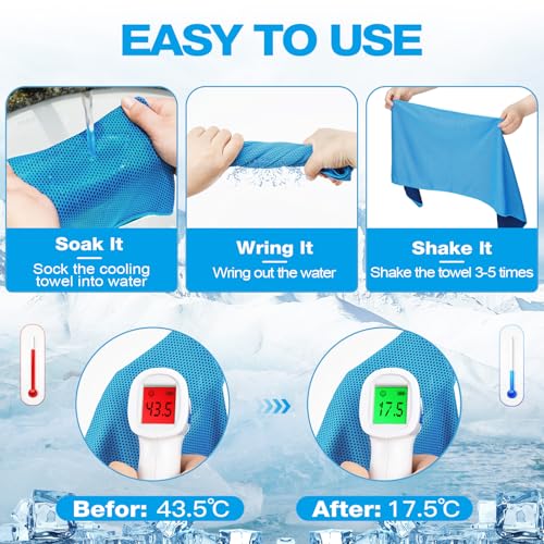 MENOLY 10 Pack Cooling Towels, 40"x12" Cooling Towels for Neck and Face with Breathable Carrying Bags,Soft Microfiber Instant Cooling Rags, Gym Workout Sweat Towel for Sports, Yoga, Camping, Running - size: 10 Pack