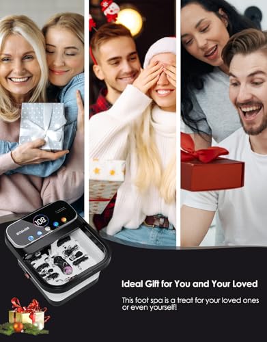 OOAMBB Collapsible Foot Spa with Heat, Bubble,Temp Control,Remote Control, Color Touch Screen Foot Bath Massager with 6 Massage Rollers,Foot Soaking Tub (Black) - color: Black