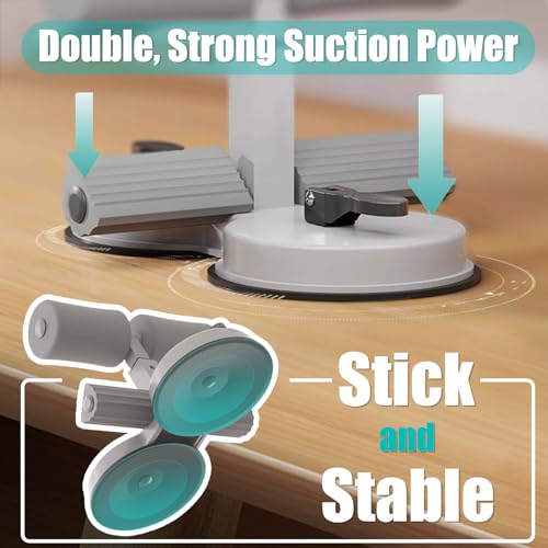 Sit Up Bar Foot Holder,Portable Sit Up Floor Holder, Sit Up Exercise Equipment,3 Level Adjustable, with 2 Strong Suction Cup and Elastic Pull Rope，for Abs Workout Aids,Feet and Leg Strength Training, Home or Office Use - color: Grey