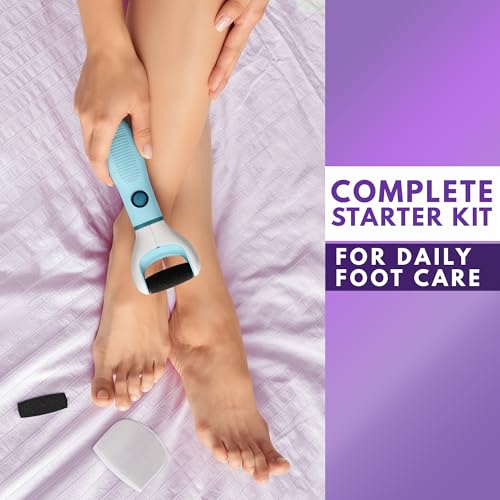 Electric Foot Callus Remover for Feet, 2800 RPM, 360° Roller | Foot Grinder & Hard Skin Remover, Replaceable Roller with Dust Cap, Ergonomic Grip, Pedicure Tools for Feet & Smooth Heels - color: Blue Callus Remover