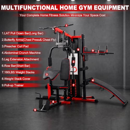 Home Gym System Workout Station, Smith Machine & Leg Press – Multifunctional All-in-One for Full Body Strength Training - size: LX-900