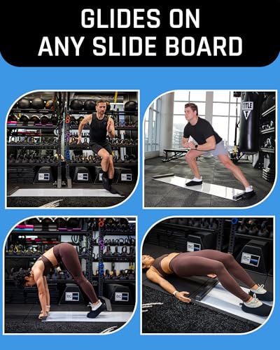 Slide Board Booties - Regular Elastic Fit for Men 6-12, Women 7-14 - Hand Sewn in Chicago - Reusable Glide Slippers for Any Slide Board - Durable Training Accessory - size: Standard