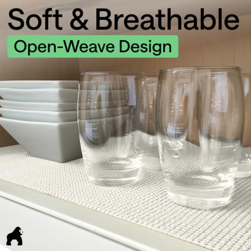 GORILLA GRIP powerGRIP Drawer Shelf and Cabinet Liner, Thick Strong Hold, Non-Adhesive Liners Protect Kitchen Cabinets and Cupboard, Bathroom Drawers, Easy Install, Breathable Mat, 12" x10' Snow White - color: Snow White, size: 12" X 10', style: 12" x 10'