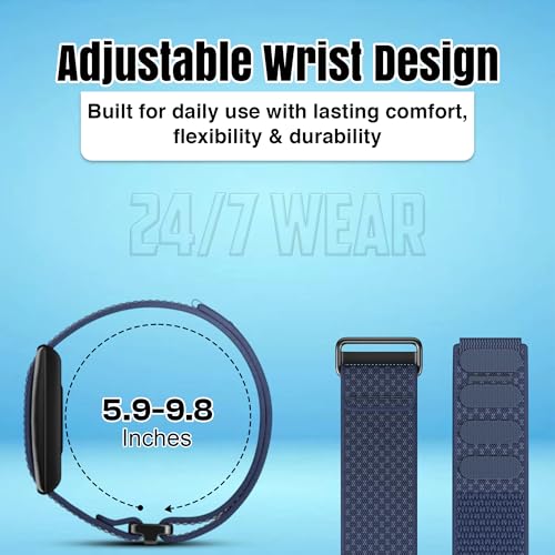 DADO Breathable Nylon Replacement Watch Band Compatible with Polar Loop – Lightweight, Ideal for All Weather Use Sport Strap with Adjustable Hook & Loop Closure - color: Ocean Blue