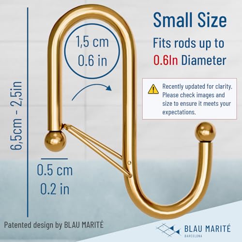 10-Pack Metal S Hooks for Hanging – Heavy-Duty S-Shaped Hooks with Safety Buckle – Fits Bars up to 0.6 In – Anti-Drop Hook for Kitchen, Pot Racks & Towel Bars – Gold (Small) - color: Rose Gold, size: Small - 0.6In Diameter
