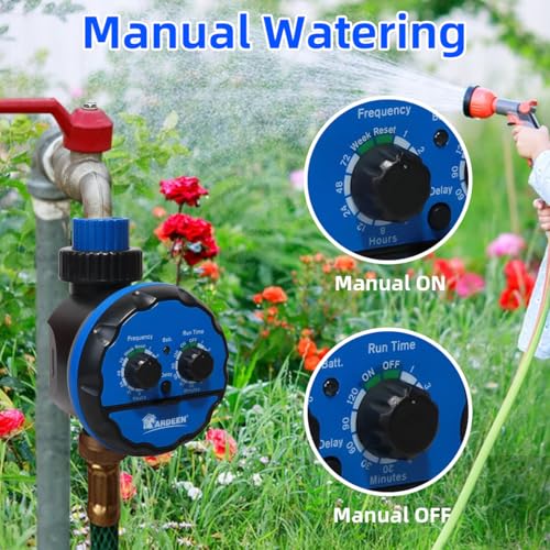 Digital Water Timer, Dual Dial Control, Battery Operated, Black/Blue - style: Digital Timer