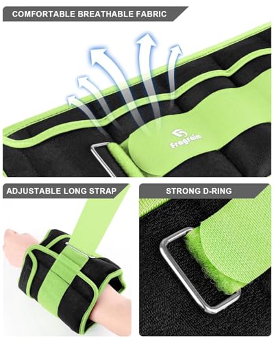 Fragraim Adjustable Ankle Weights 1-3/4/5/6/8/10/12/15/20 LBS Pair with Removable Weight for Jogging, Gymnastics, Aerobics, Physical Therapy - color: Green, style: 2.5 lbs each( 5 lbs pair)