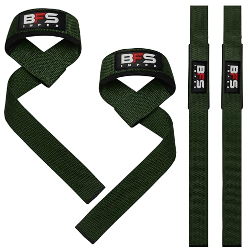 Lifting Straps for Weightlifting, Weightlifting Cotton Straps with Neoprene Padding for Men women Gym Wrist Straps for Bodybuilding powerlifting, Strength Training and Deadlifting - color: ARMY GREEN