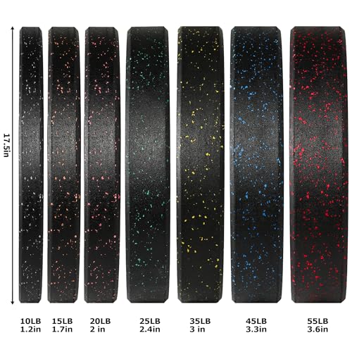 2-inch Bumper Weight Plate Olympic Plate Hi-Temp Bumper Weight Plate with Steel Insert Strength Training Weight Lifting Plate-ODOR-FREE | NOISE-REDUCING | ABSORB IMPACT - size: 190LB Bumper Weight Plate Set