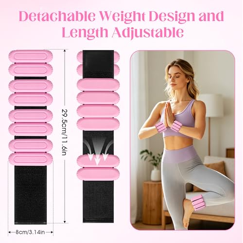 Wrist Weights for Women & Men, 2lb Silicone Wrist Ankle Weights for Pilates, Yoga, Running and Strength Training Comfortable Weighted Bracelet Arm Leg Weights for Fitness, Walking, Gym - color: Pink