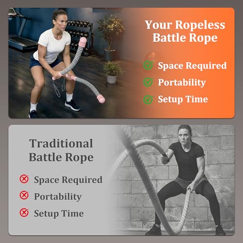 2pcs Adjustable Ropeless Battle Ropes for Home Gym, Weighted Cordless Battle Ropes for Home Workout, Portable Exercise Training Rope for Indoor and Outdoor (Pink) - color: Pink