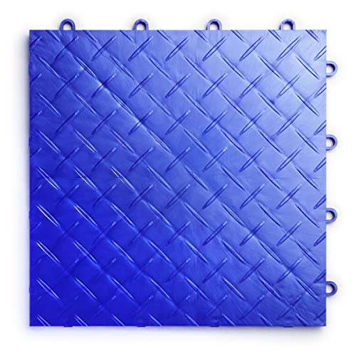 Big Floors RaceDeck Garage Floor Tiles, Interlocking Garage Flooring, Diamond Plate Pattern Heavy-Duty Copolymer Modular Tile (Royal Blue, 24 Pack of 12 x 12" Tiles, 24 Sq Ft) - color: Royal Blue, size: 24 Pack