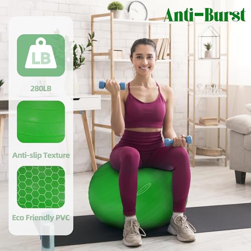 Fitvids Anti-Burst and Slip Resistant Exercise Yoga Fitness Birthing Ball with Quick Pump, 2,000-Pound Capacity, Multiple Colors and Sizes - color: Green, style: 15-18in (38-45cm), S