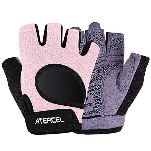 ATERCEL Weight Lifting Gloves Full Palm Protection, Workout Gloves for Gym, Cycling, Exercise, Breathable, Super Lightweight for Mens and Women - color: Pink, size: X-Large