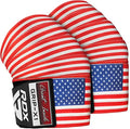 RDX Knee Wraps for Weightlifting, 78” Elasticated Straps Power Lifting Leg Press Support Gym Fitness Squats Workout Men Women - color: USA Flag