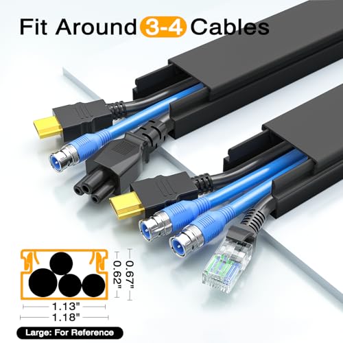 Delamu 157in Cord Hider, Cord Cover Wall Cable Management, Paintable Wire Cover for Cords, Cable Hider Raceway Kit, Cable Cover Concealer, Wire Hiders for TV on Wall, 10 X L15.7 W1.18 H0.6in, Black - color: Black, size: 157in L x 1.18in W x 0.6in H