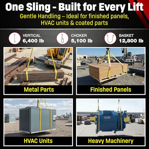 DD Sling 2 Inch x 25 Foot Nylon Lifting Sling – USA Made, 6,400 lb Vertical, 5,100 lb Choker, 12,800 lb Basket – 2-Ply Heavy Duty 900 Webbing, Type 4 Twisted Eye & Eye Rigging Sling - size: 2inX25ft