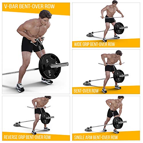 Yes4All Exercise Machine Adjustable T Bar Row Attachment, D Row Handle/Landmine Handle Attachment with Textured Rubber Handles - color: E. Black Single Eyelet for 2 inch