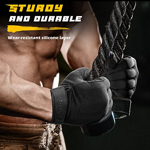 FREETOO Full-Finger Workout Gloves for Men, Padded Gym Gloves with Excellent Grip and Palm Protection - size: Medium