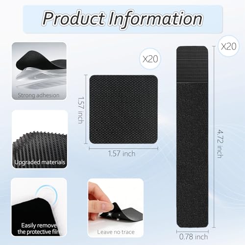 Cable Management Under Desk, Znben Detachable Cable Straps Heavy Duty Hook and Loop Cable Ties Reusable 20 Pack Black - color: Black