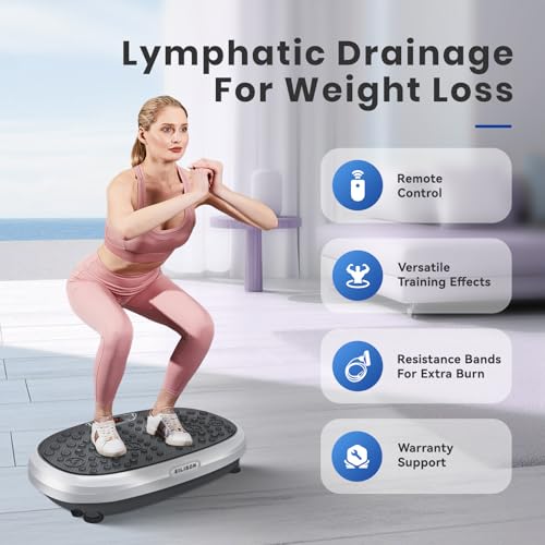 EILISON FitMaxx 3D XL Vibration Plate Exercise Machine - Whole Body Workout Vibration Platform w/Loop Bands - Lymphatic Drainage Machine for Weight Loss, Shaping, Recovery