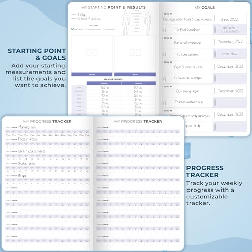 Clever Fox Fitness & Food Journal, Workout Planner, 5.8"x8.3" Light Blue | Lasts 3 months, undated hardcover exercise & weight loss journal for women, gym, diet, meal tracker, calorie counter book - color: Light Blue, size: A5 (5.8'' x 8.3'')