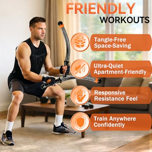 Cordless Battle Ropes Adjustable Trainer, Ropeless Weighted Portable Exercise Equipment for Home Gym Workouts, Compact Arm Strength for Men Women, Heavy Flex Rope Stick Fitness Gift - style: Black