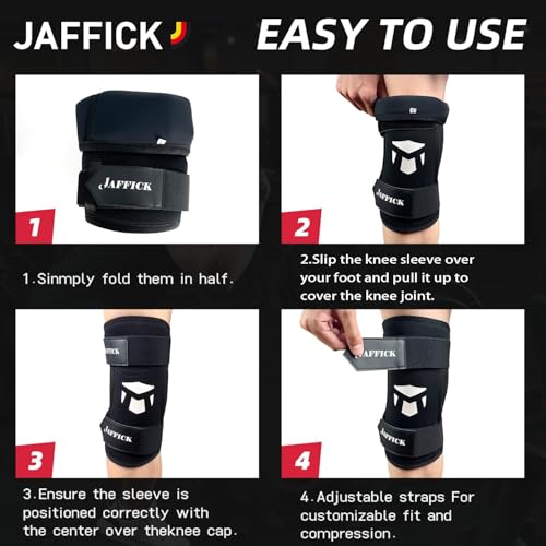 Jaffick 7mm Neoprene Knee Sleeves Support (1 Pair) & Compression Wraps - Lifting Sleeve for The Best Squats Weightlifting, Powerlifting Squats, Fitness for Men & Women - size: XX-Large