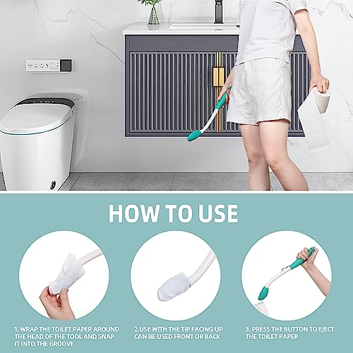 Fanwer Toilet Aids for Wiping Bottom - 15.7" Long Reach Comfort Butt Wiper Tools - Bottom Buddy Wiping aid Self Assist for Men, Women, Disabled,Elderly,Pregnant,and Back Surgery Recovery (2 Pack)