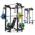 Mikolo Folding Squat Rack, Wall Mounted Power Rack with Cable Crossover Machine & LAT Pull Down, Functional Trainer with 5 Adjustable Function Modes, Home Gym Package - color: Black, size: CHEETAH Essential Pack