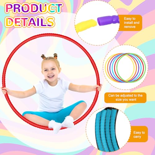 Sratte 6 Pcs Exercise Hoop Detachable Adjustable Plastic Hoops Snap Together Toy Ring Color Playground Toys for Girls and Boys Party Games, Sports, Exercise, Dog Training(28 Inch,Stylish Colors) - color: Stylish Colors, size: 28 Inch