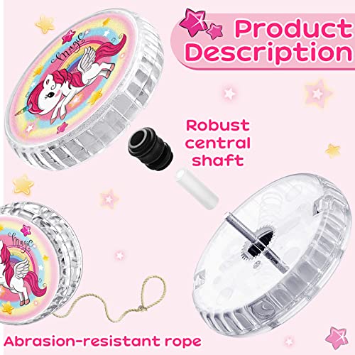 4 Packs LED Light up Beginner Toys Unicorn Donut Dinosaur Space Responsive Ball Bearing Reflex Auto Return Toys Magic Beginner for Birthday Party Goodies Bag Fillers Classroom Prize