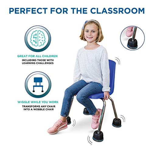 Bouncyband Wiggle Wobble Chair Feet – Transform a Standard School Chair into a Wobble Chair – Chair Feet for Classroom Help Improve Concentration and Calm Children Aged 3+ - size: 1 Count (Pack of 1)