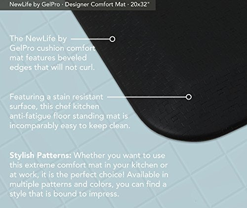 GelPro Elite Premier Anti-Fatigue Kitchen Comfort Floor Mat, 20x72", Trellis Grey Haze Stain Resistant Surface with therapeutic gel and energy-return foam for health & wellness - color: Sisal Black, size: 32"L x 20"W x 0.8"Th