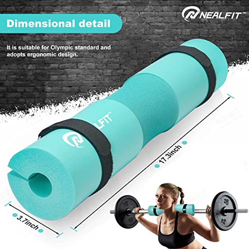NEALFIT Barbell Pad Squat Pad for Squats—Squat Bar Pad—Great for Weightlifting,Lunges and Hip Thrusts—Foam Sponge Pad—Fit Standard and Olympic Bars Perfectly - color: Mint Green