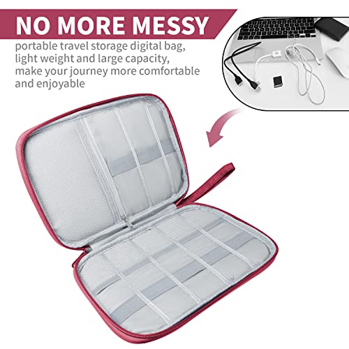 Lcsmaokin Electronics Travel Organizer,Portable Waterproof Electronic Travel Storage Bag for Small Charging Cord Storage,Charger,Small Electronics,SD Card etc,for Travel,Business -Wine Red - color: A-Wine Red, size: Single Layer