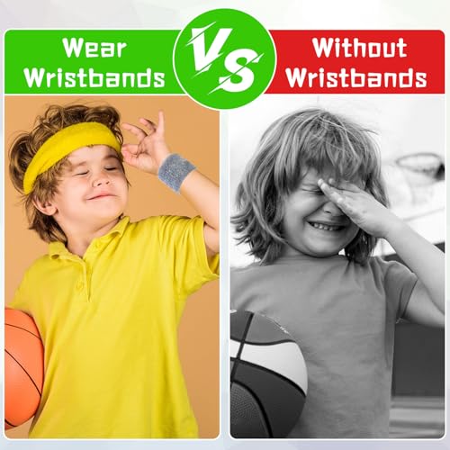 Lounsweer Wrist Sweatbands Bulk for Kids Adult Teams Sweat Bands Sports Wristband Athletic Neon Sweatbands for Football Basketball Tennis Running Gym Party Gifts - color: Gray