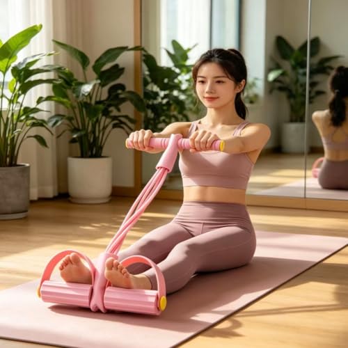 6 Tube Pedal Resistance Bands with Handle Set - color: Pink