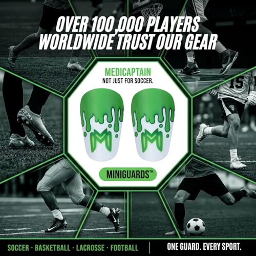 MediCaptain MiniGuards - Mini Shin Guards for Soccer Players - Tiny Shin Pads for Men, Women, Teens - Miniature Shin Guards 3.9 x 2.4 inch - Perfect for High Level Soccer Athletes - color: Slime