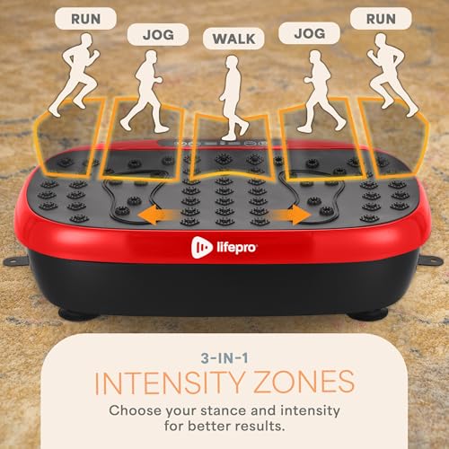 Lifepro HexaPlate Lite Vibration Plate Exercise Machine — Magnetic Acupoints, 99 Speeds & 10 Presets Vibration Platform Machine with Resistance Bands — Vibrating Plate for Lymphatic Drainage & Toning - color: Red