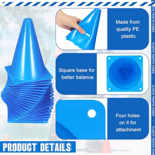 Syhood 30 Pack 7 Inch Plastic Traffic Cones Sports Training Agility Marker Mini Cones for Soccer, Skating, Football, Basketball, Indoor and Outdoor Games Sports Practice Equipment - color: Blue